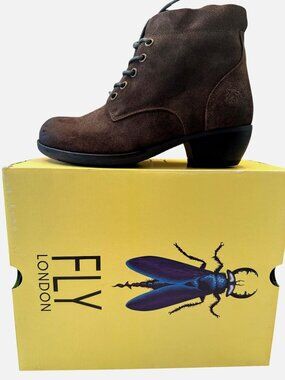 Fly London Mesu780fly Size 37 Oil Cow Suede Sludge Bootie NWB US 6.5/7